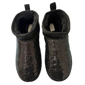 New - Simply Southern Sequined Black Boot Slippers - Ladies Size 9 Booties Cozy
